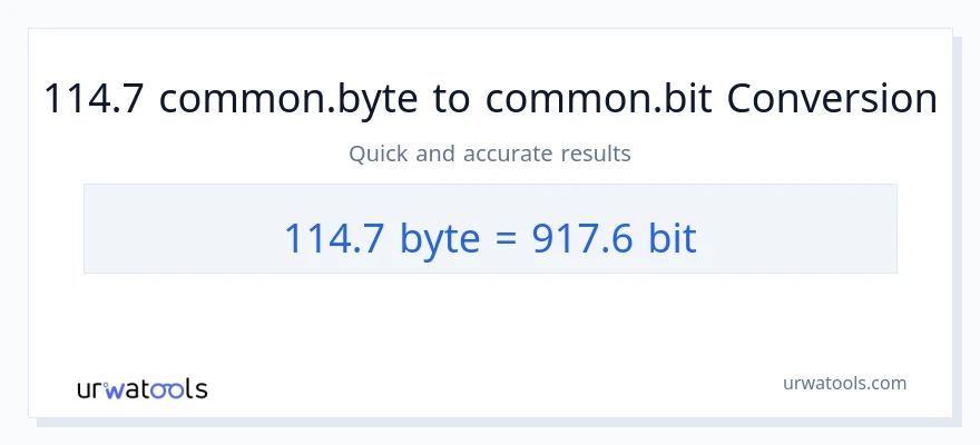 التحويل من 114.7 Bytes إلى Bits