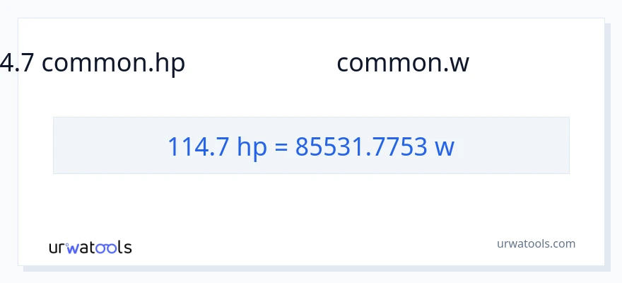 114.7 குதிரைத்திறன் இலிருந்து வாட்ஸ் வரை மாற்றம்