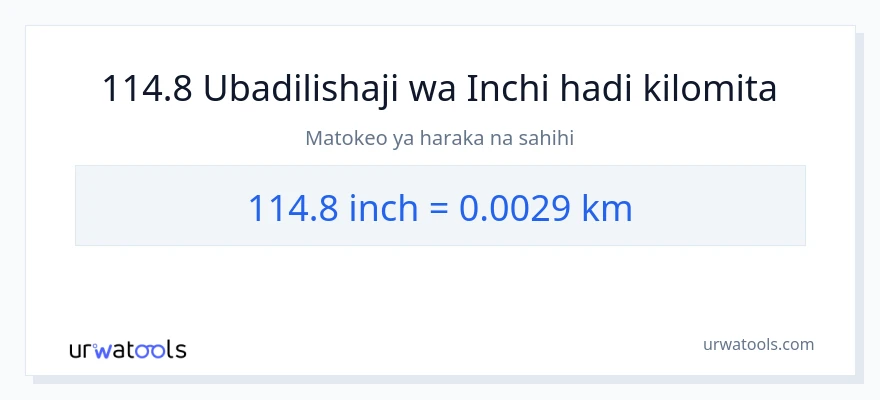 Ubadilishaji wa 114.8 Inchi hadi kilomita