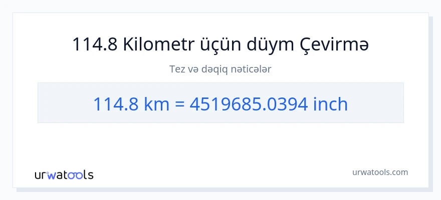 114.8 kilometr-dən Düym-ə çevrilmə