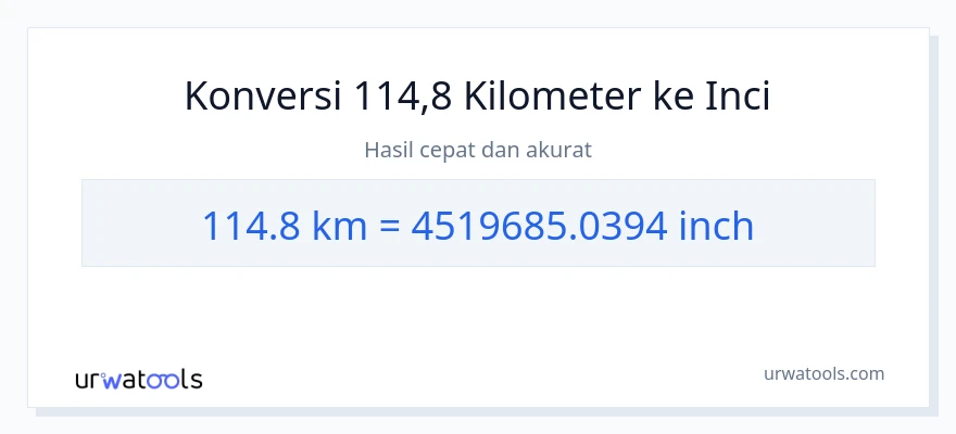 Konversi 114.8 kilometer ke Inci