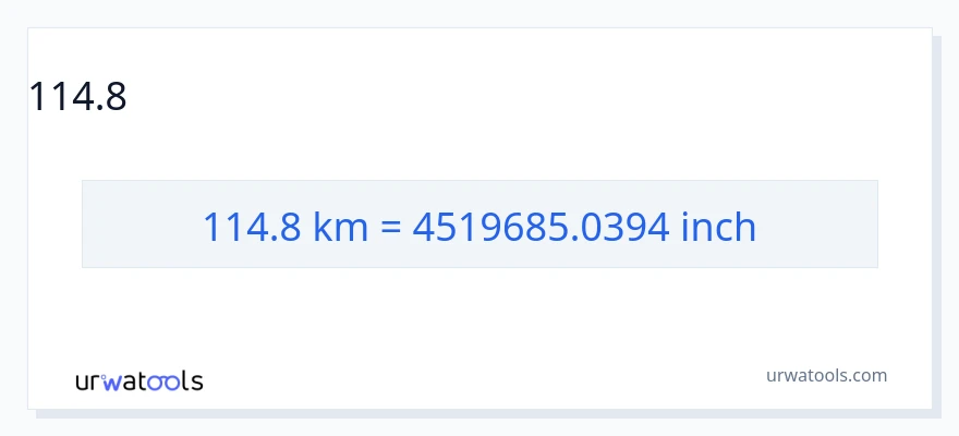 114.8 കിലോമീറ്റർ ൽ നിന്ന് ഇഞ്ച് ലേക്ക് പരിവർത്തനം
