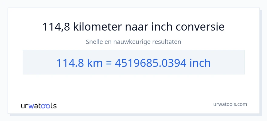 114.8 kilometers naar inches conversie