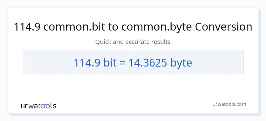 114.9 Bits से Bytes रूपांतरण