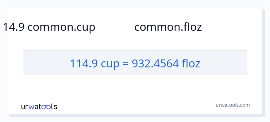 114.9 కప్పులు నుండి ద్రవ ఔన్సులు కు మార్పిడి