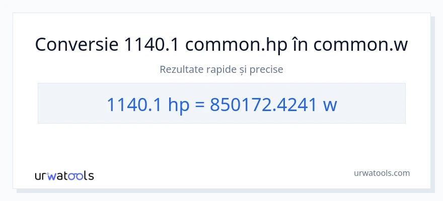 Conversie 1140.1 cai putere la wați