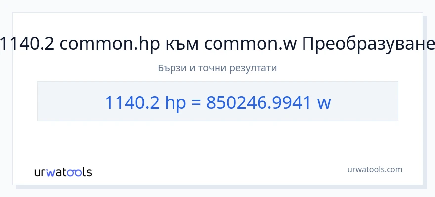 1140.2 конверсия от конски сили до ватове