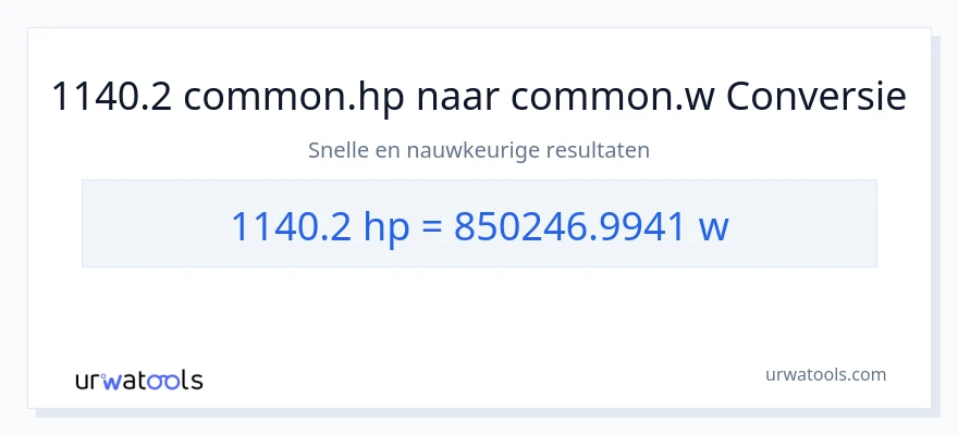 1140.2 paardenkracht naar watt conversie