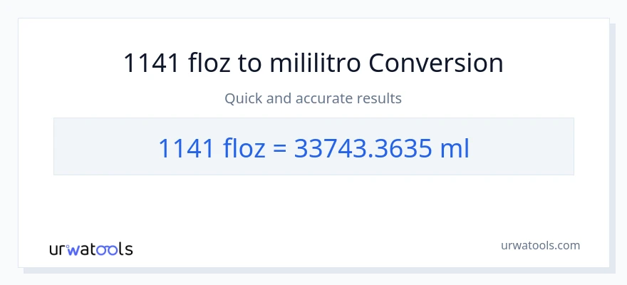 1141 mga onsa ng likido patungong mga mililitro na conversion