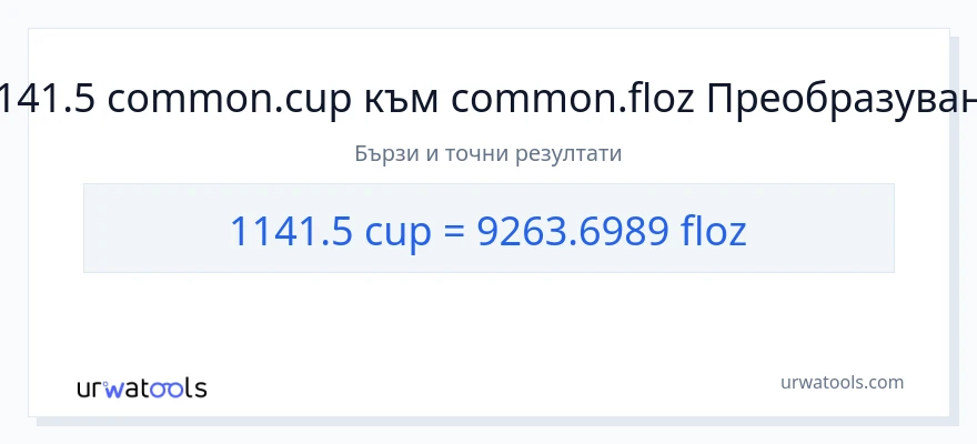1141.5 конверсия от чаши до течни унции