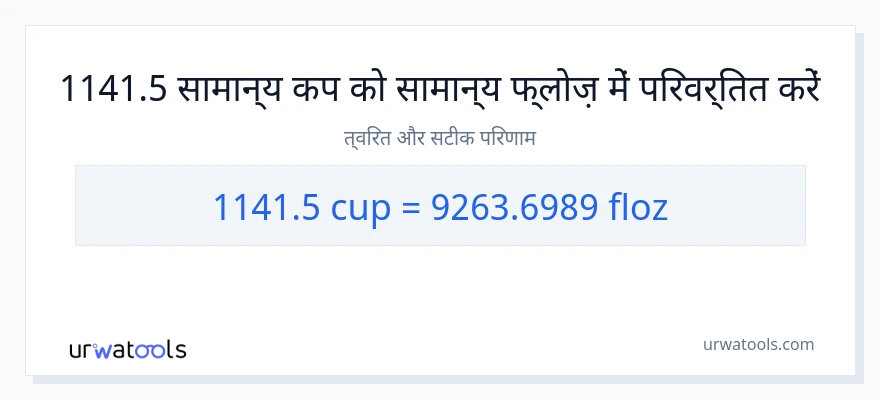 1141.5 कप से द्रव औंस रूपांतरण