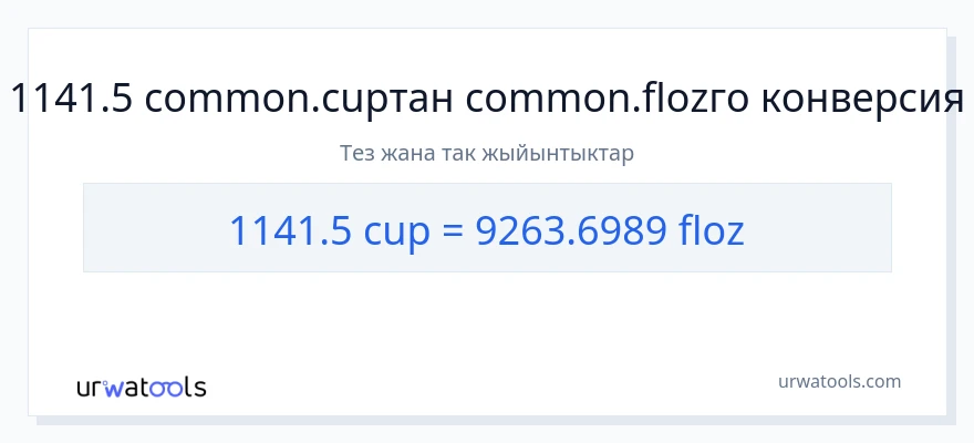 1141.5 чөйчөктөр дан суюк унциялар га конверсия