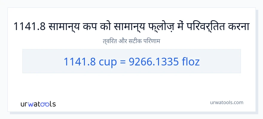 1141.8 कप से द्रव औंस रूपांतरण