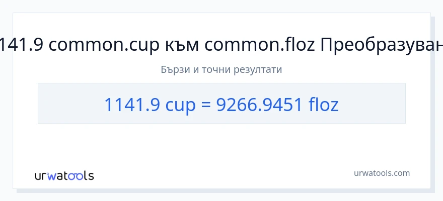 1141.9 конверсия от чаши до течни унции