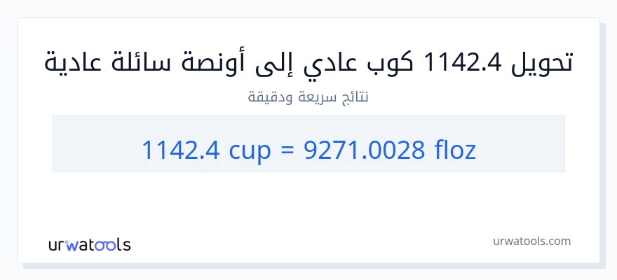 التحويل من 1142.4 أكواب إلى أونصة سائلة