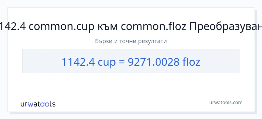 1142.4 конверсия от чаши до течни унции