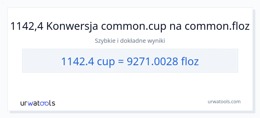 Konwersja 1142.4 stan nietrzeźwy do uncje płynu