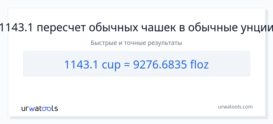 1143.1 чашки в жидких унций преобразование