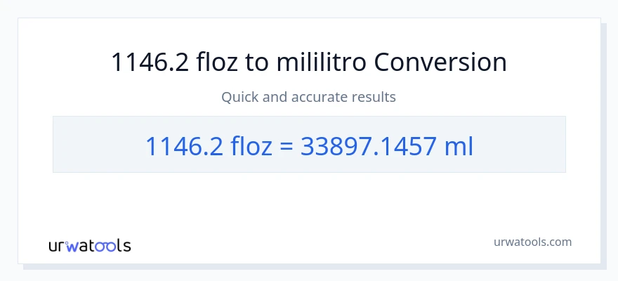 1146.2 mga onsa ng likido patungong mga mililitro na conversion