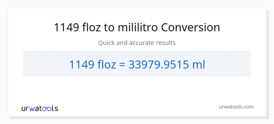 1149 mga onsa ng likido patungong mga mililitro na conversion