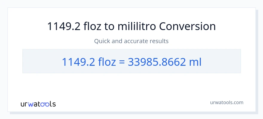 1149.2 mga onsa ng likido patungong mga mililitro na conversion