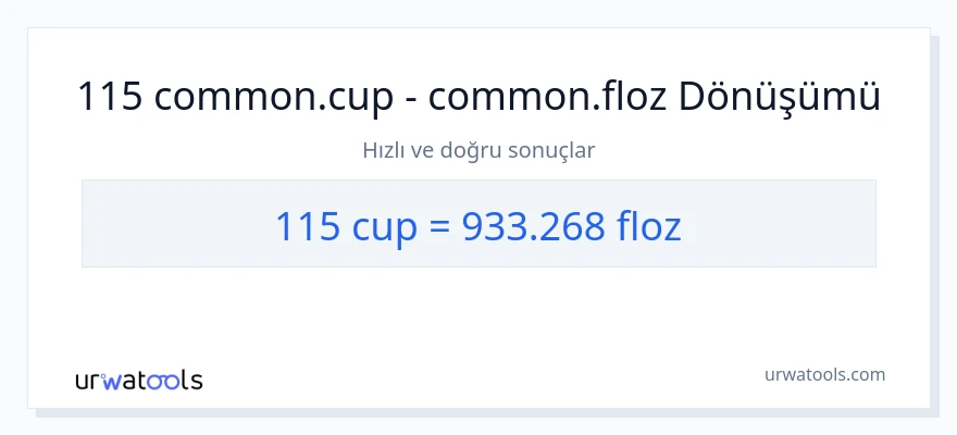 115 bardaklar'den sıvı ons'e dönüşüm