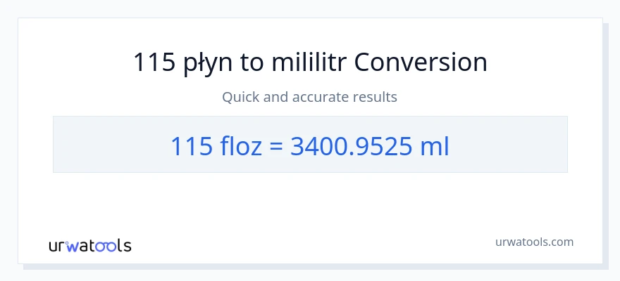 Konwersja 115 uncje płynu do mililitry