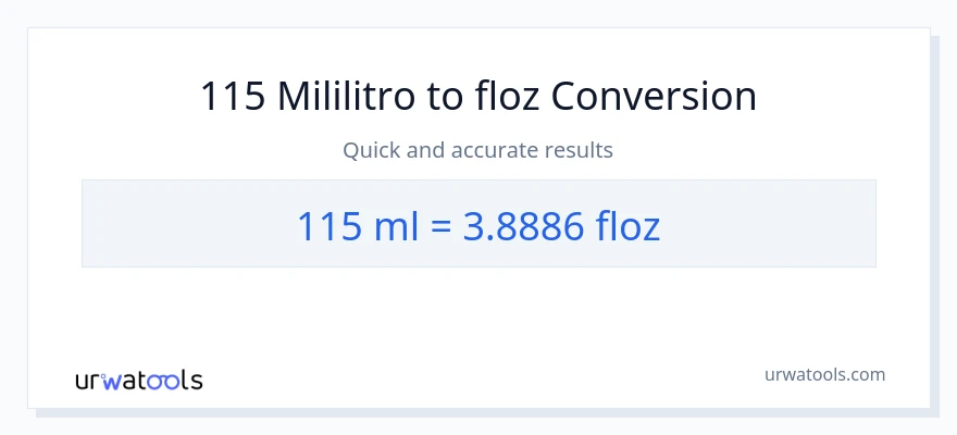 115 mga mililitro patungong mga onsa ng likido na conversion