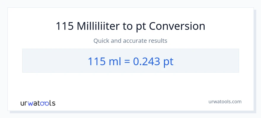 115 milliliitrid konversioon Pints-ks