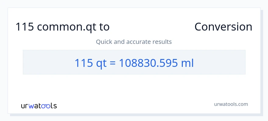 115 Quarts ൽ നിന്ന് മില്ലിലിറ്റർ ലേക്ക് പരിവർത്തനം