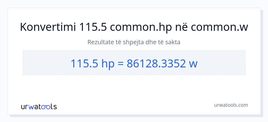 Konvertimi 115.5 kuajfuqi në vat