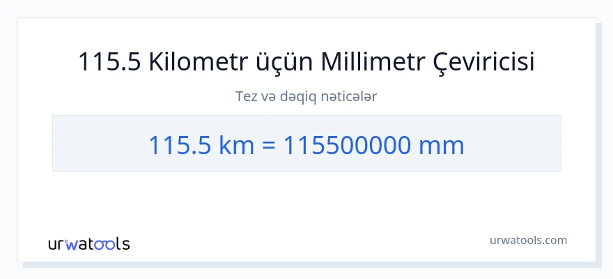 115.5 kilometr-dən millimetr-ə çevrilmə