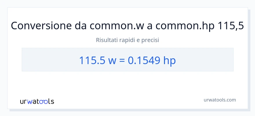 Conversione da 115.5 watt a potenza