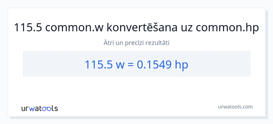 115.5 vati uz zirgspēki konversiju