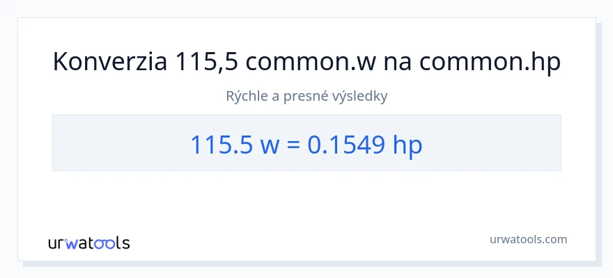 Konverzia z watty na konská sila: 115.5