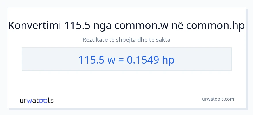 Konvertimi 115.5 vat në kuajfuqi