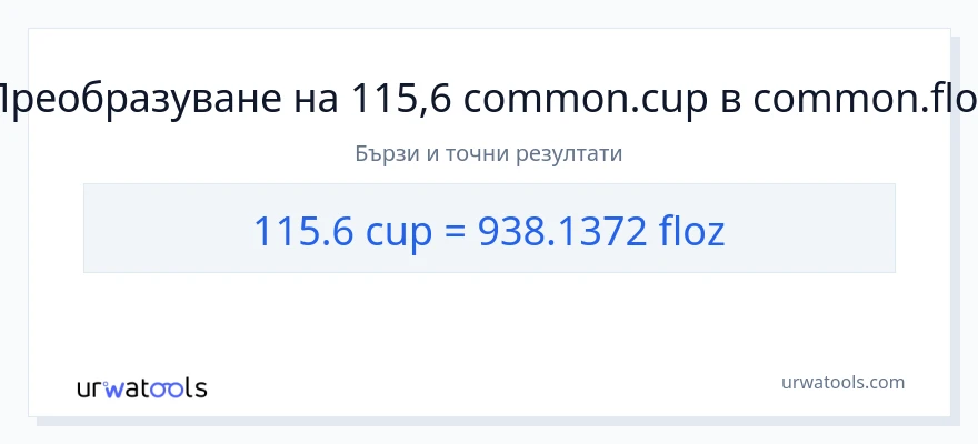 115.6 конверсия от чаши до течни унции