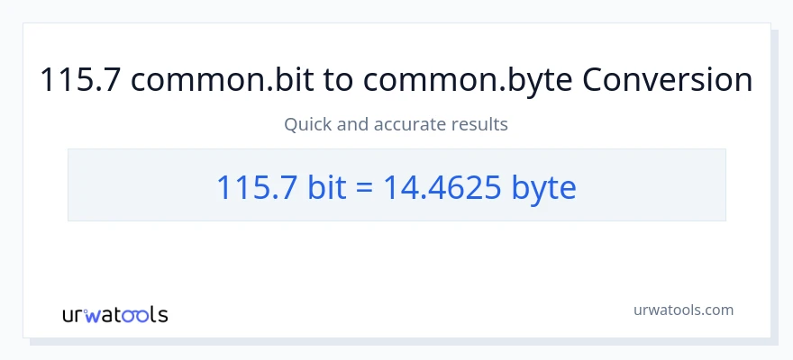 115.7 Bits patungong Bytes na conversion