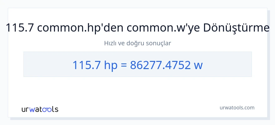 115.7 beygir gücü'den watt'e dönüşüm