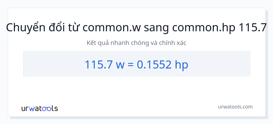 Chuyển đổi 115.7 watt sang mã lực