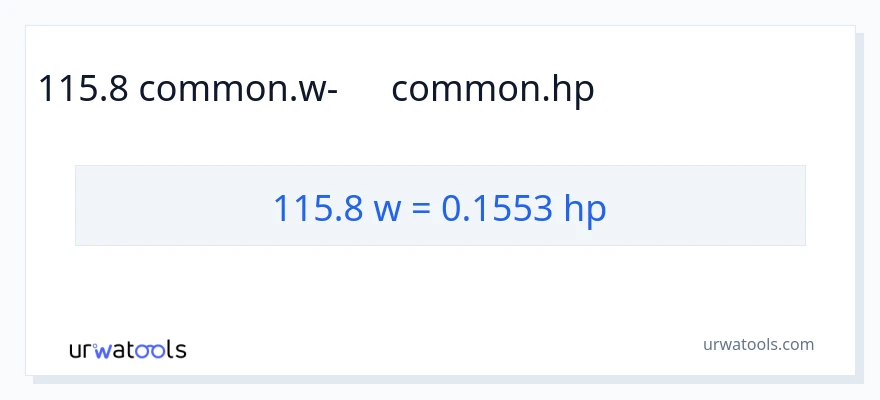 115.8 վատտ-ից ձիաուժ փոխակերպում