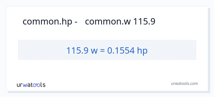 המרה של 115.9 וואט ל- כּוֹחַ סוּס