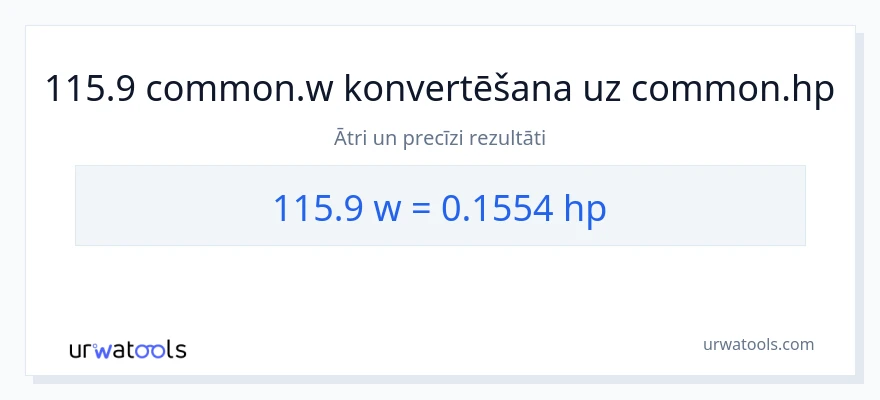 115.9 vati uz zirgspēki konversiju