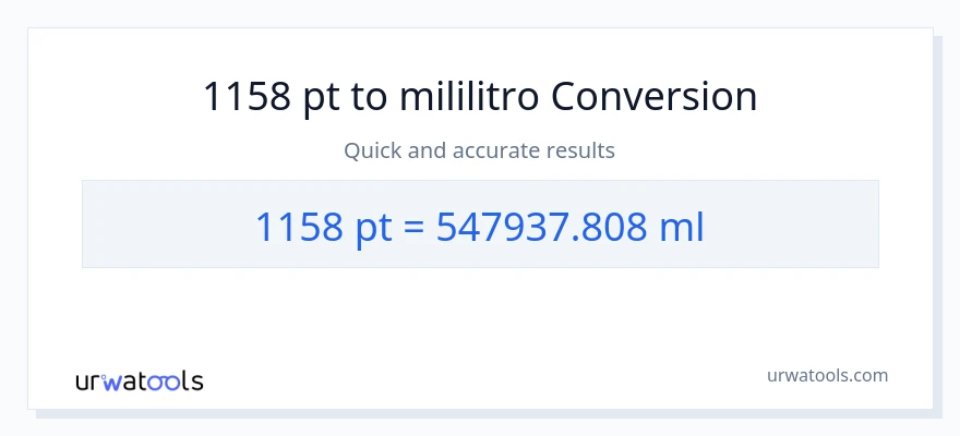 1158 Pints patungong mga mililitro na conversion