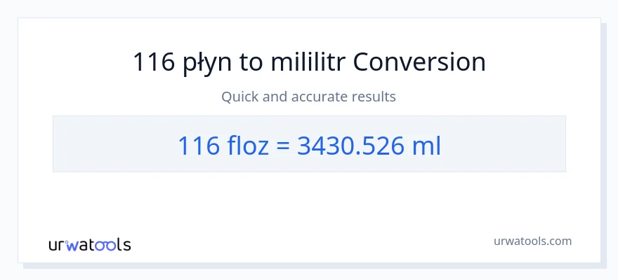 Konwersja 116 uncje płynu do mililitry