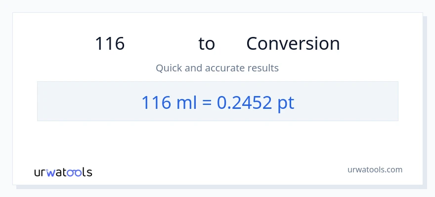 การแปลง 116 มิลลิลิตร เป็น Pints