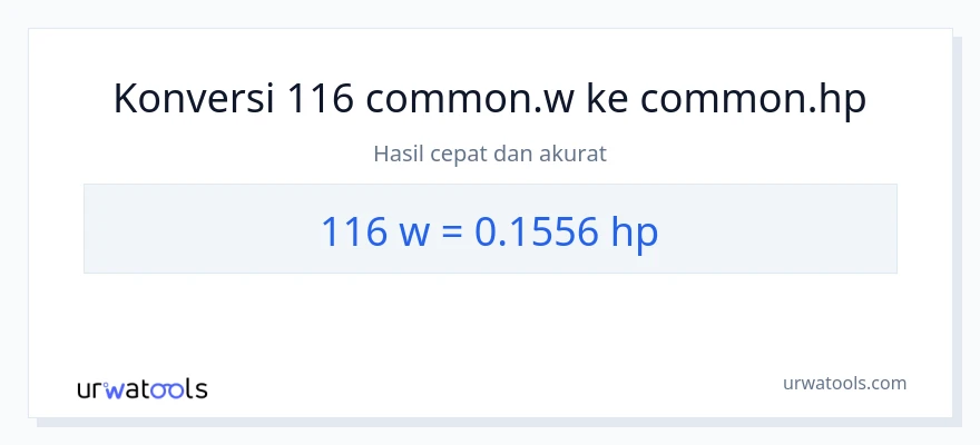 Konversi 116 watt ke daya kuda