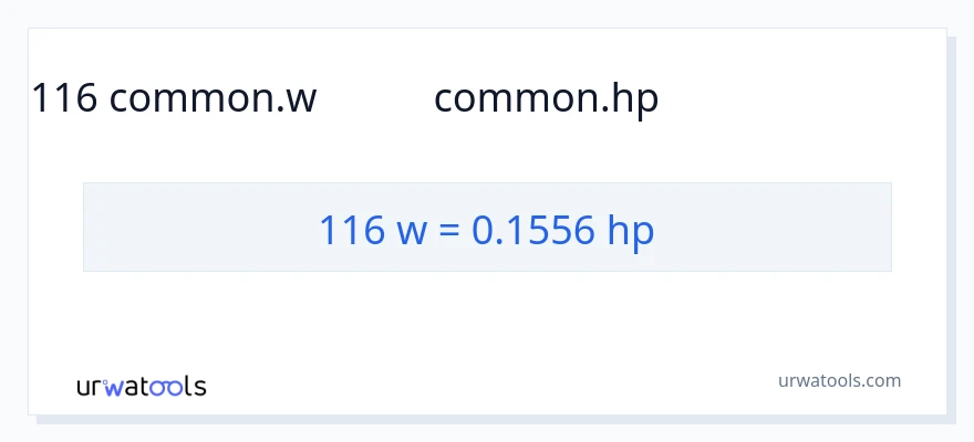 116 ವ್ಯಾಟ್ಸ್ ರಿಂದ ಅಶ್ವಶಕ್ತಿ ಪರಿವರ್ತನೆ