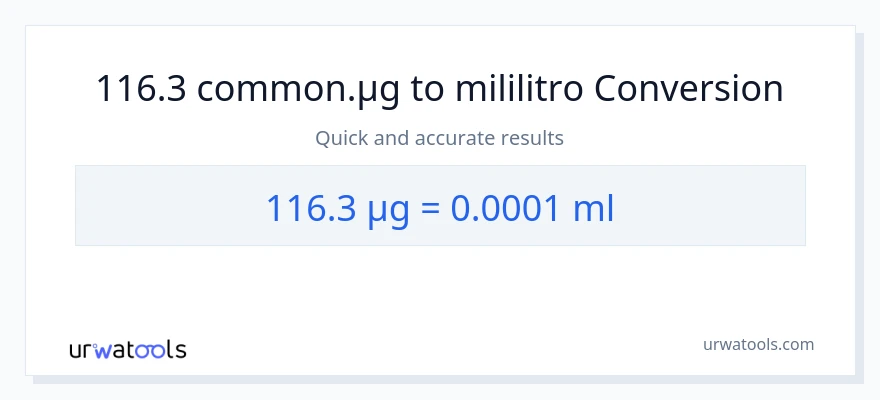 116.3 mga mikrogramo patungong mga mililitro na conversion