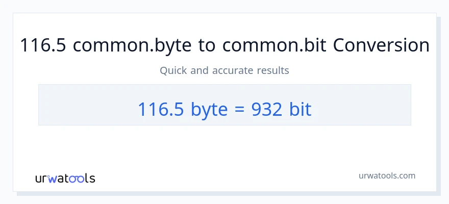التحويل من 116.5 Bytes إلى Bits